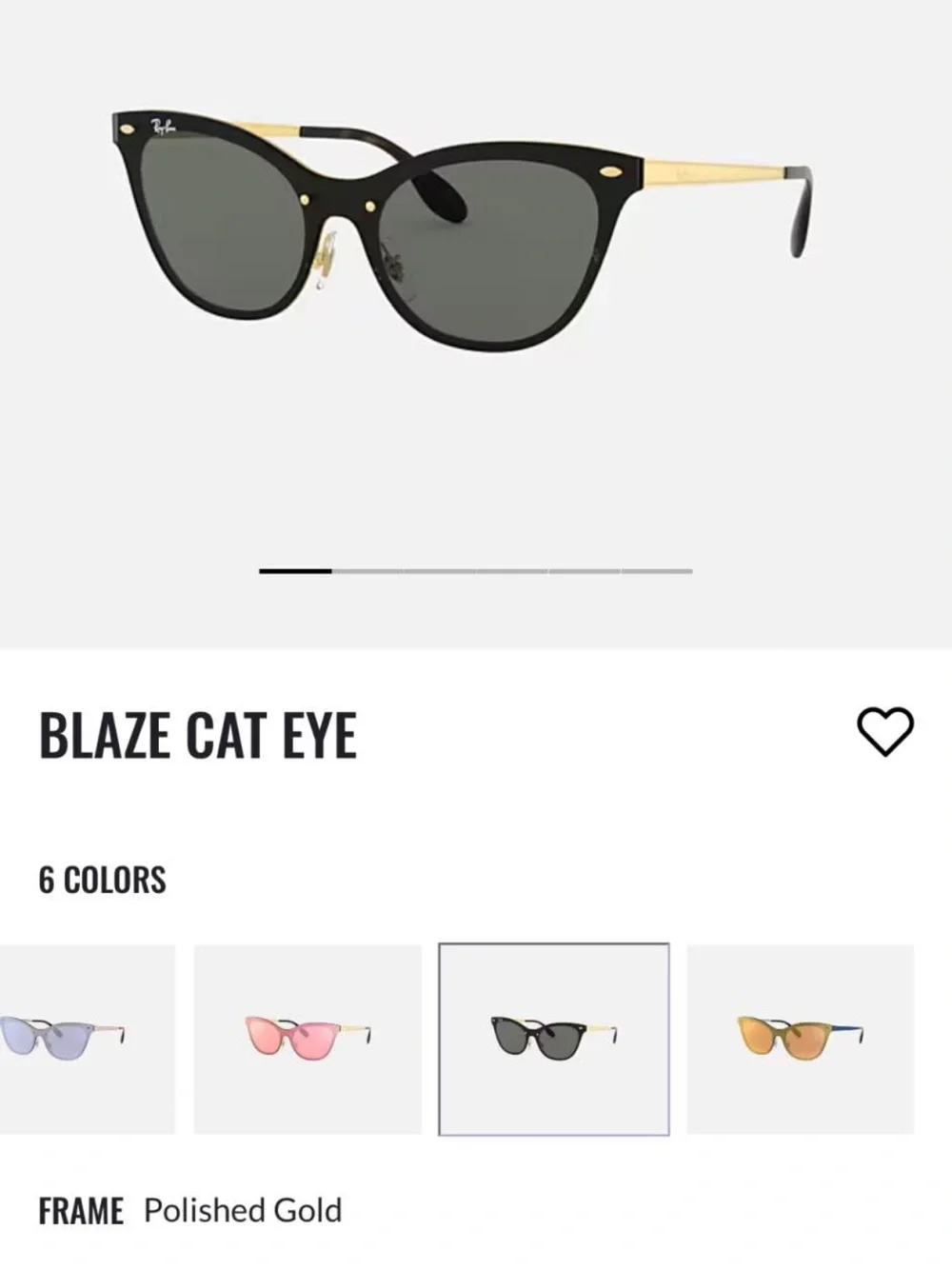 Ray-Ban Blaze Cat Eye Sunglasses — Black and Gold like new.